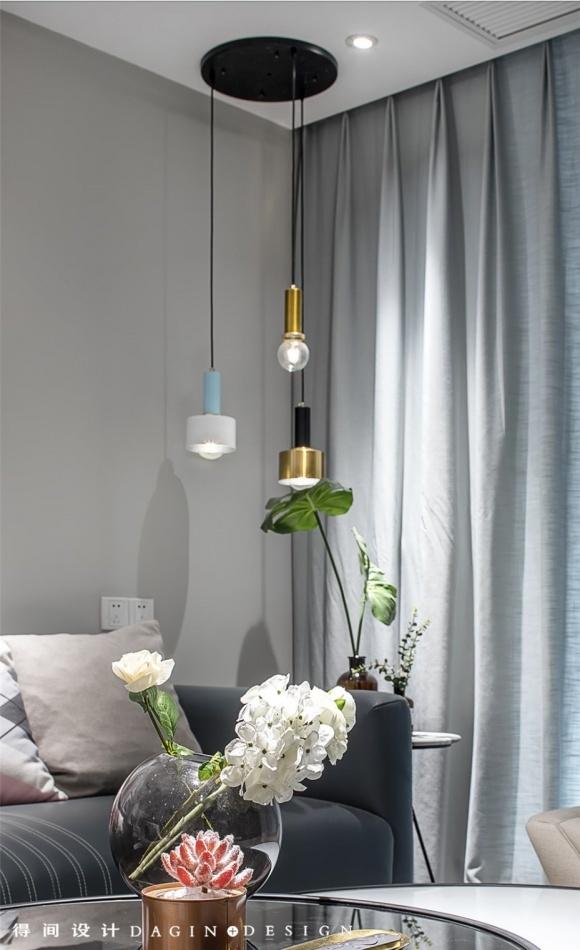 无主灯设计客厅，品味轻复古沙发与西厨空间-17