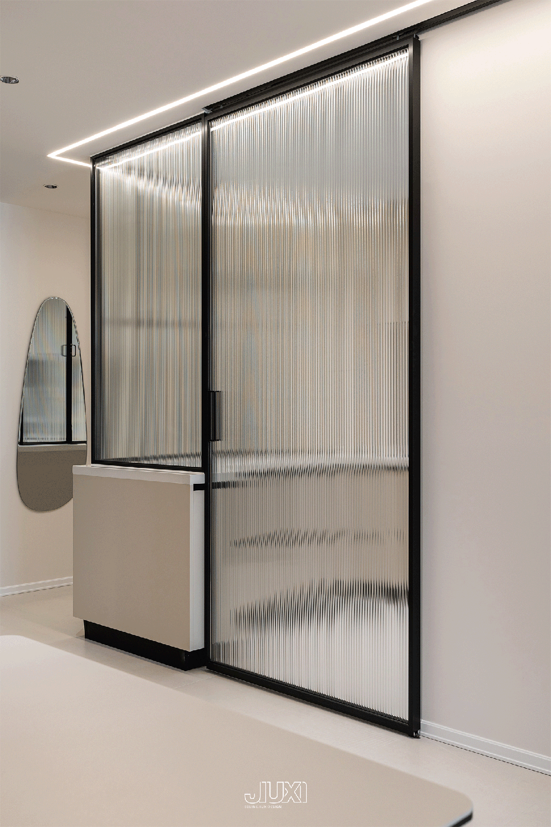 「原创案例」同色系的高级感,可以折叠的厨房解锁光影流动-46