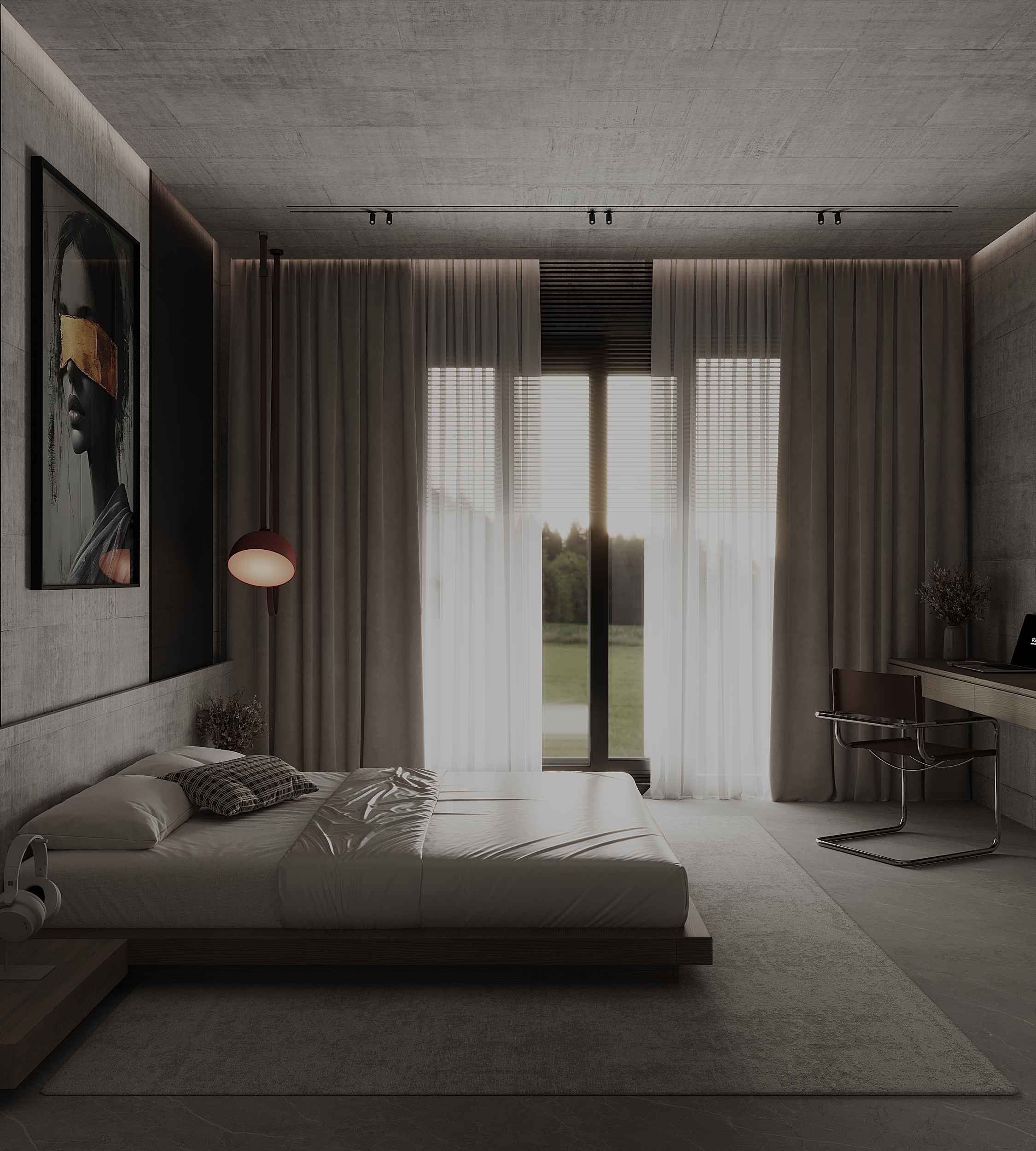 工业风主卧设计丨土耳其丨Mahmoud Ehab-5