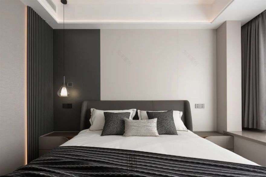 内舍软装丨127㎡现代极简风,黑灰+自然光影构建一个松弛的居住场所!-25