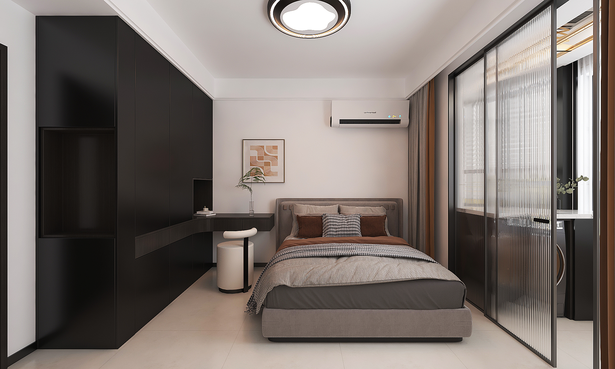 七十平米的小三居室//黑的高级-4