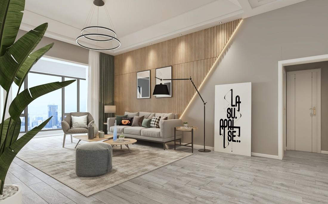 
简约灰搭配暖木色 -0