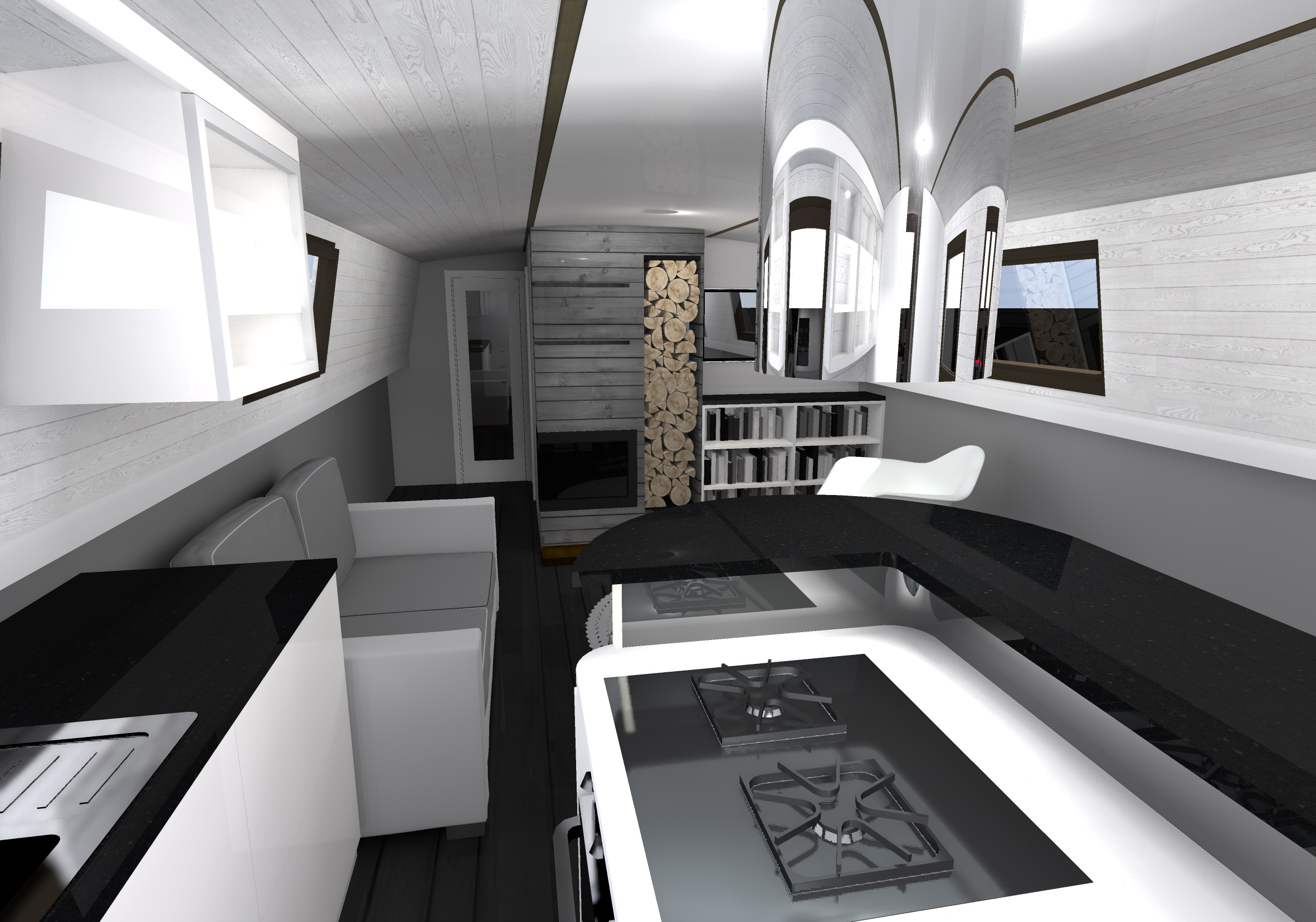 Black&WHITE CANAL BOAT INTERIOR CRICK BOAT LAYOUT3-11