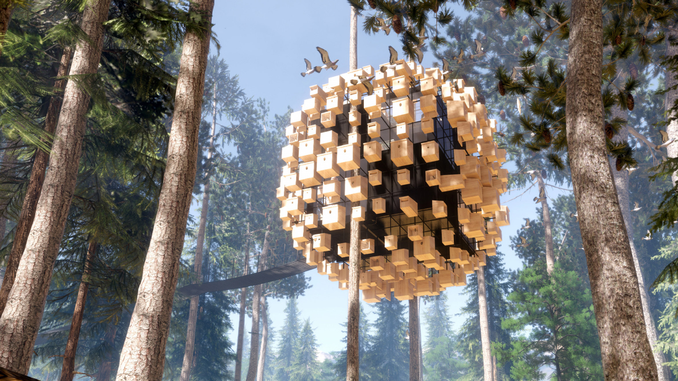 BIG 新作 | 瑞典树酒店鸟巢客房 -0