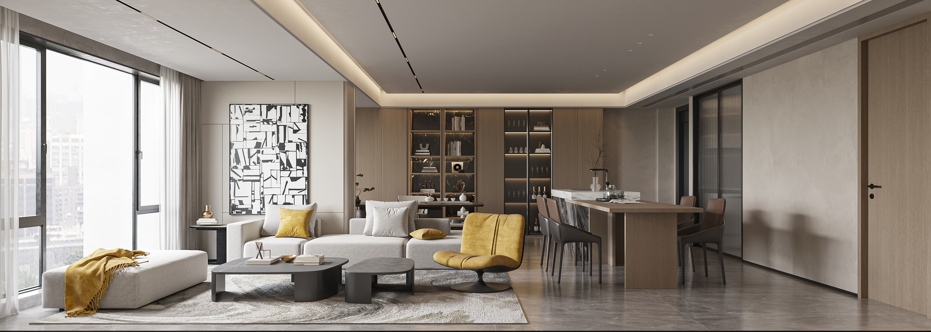 现代客餐厅卧室效果图表现-11