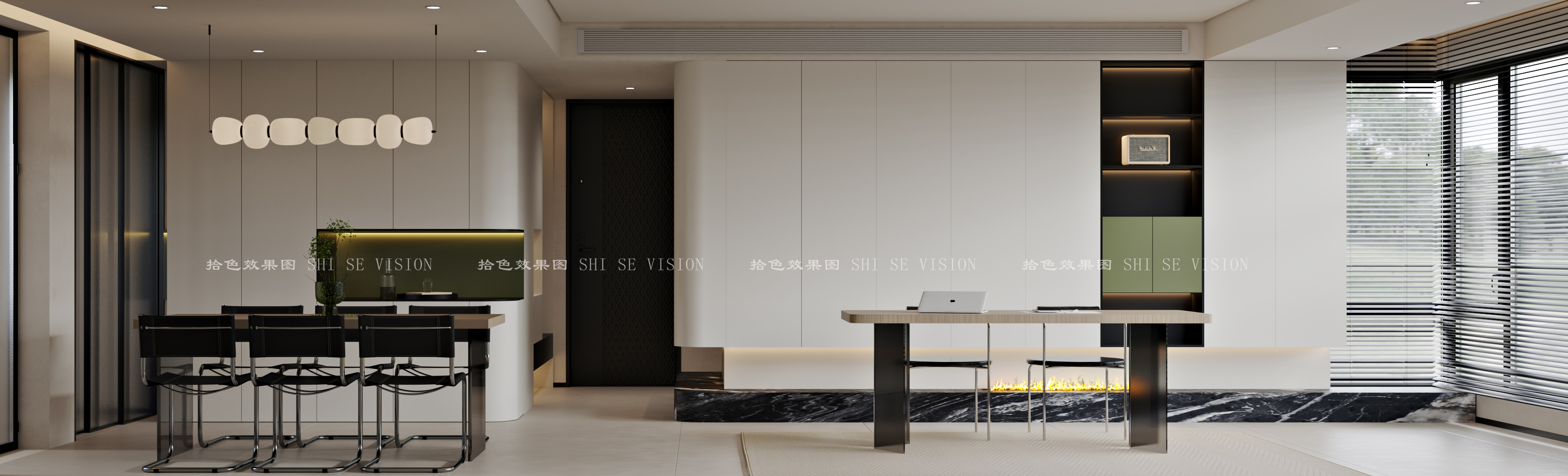 现代极简客餐厅 ——拾色出品-0