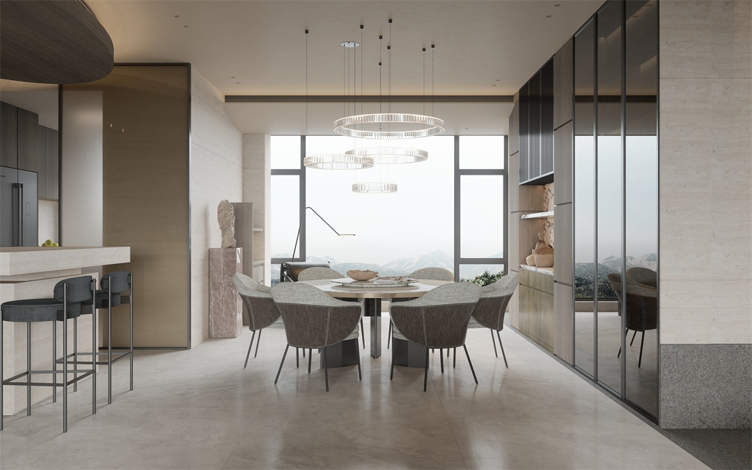 香港大禾装饰|侘寂风格大平层效果图-8