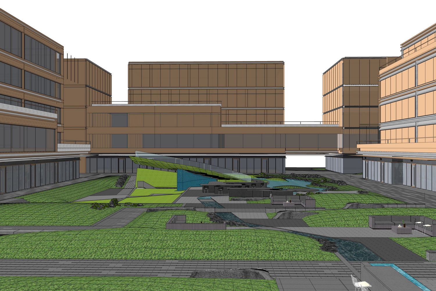 杭州绿城西溪云澜谷办公产业园+景观SU模型-5