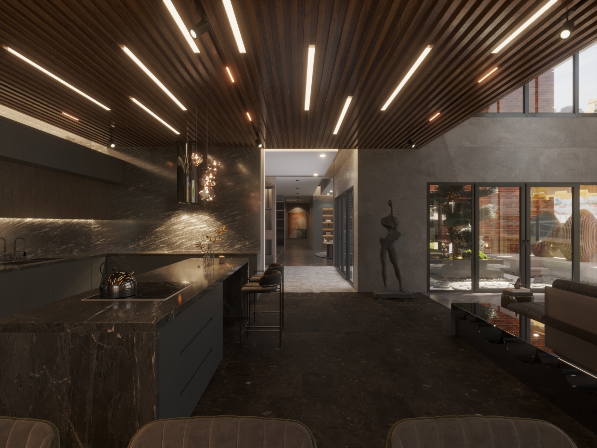 Villa Modern Reception and Living and Kitchen-4