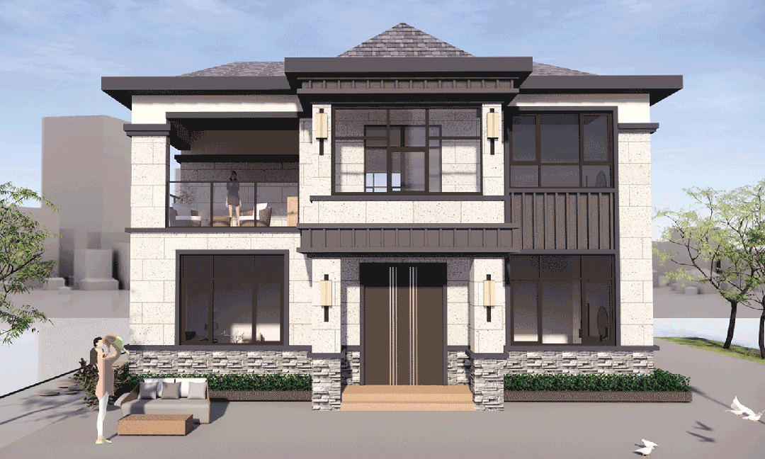 【设计师案例】土建参考造价55万，面宽12m×进深11m江苏苏州二层欧式别墅-1