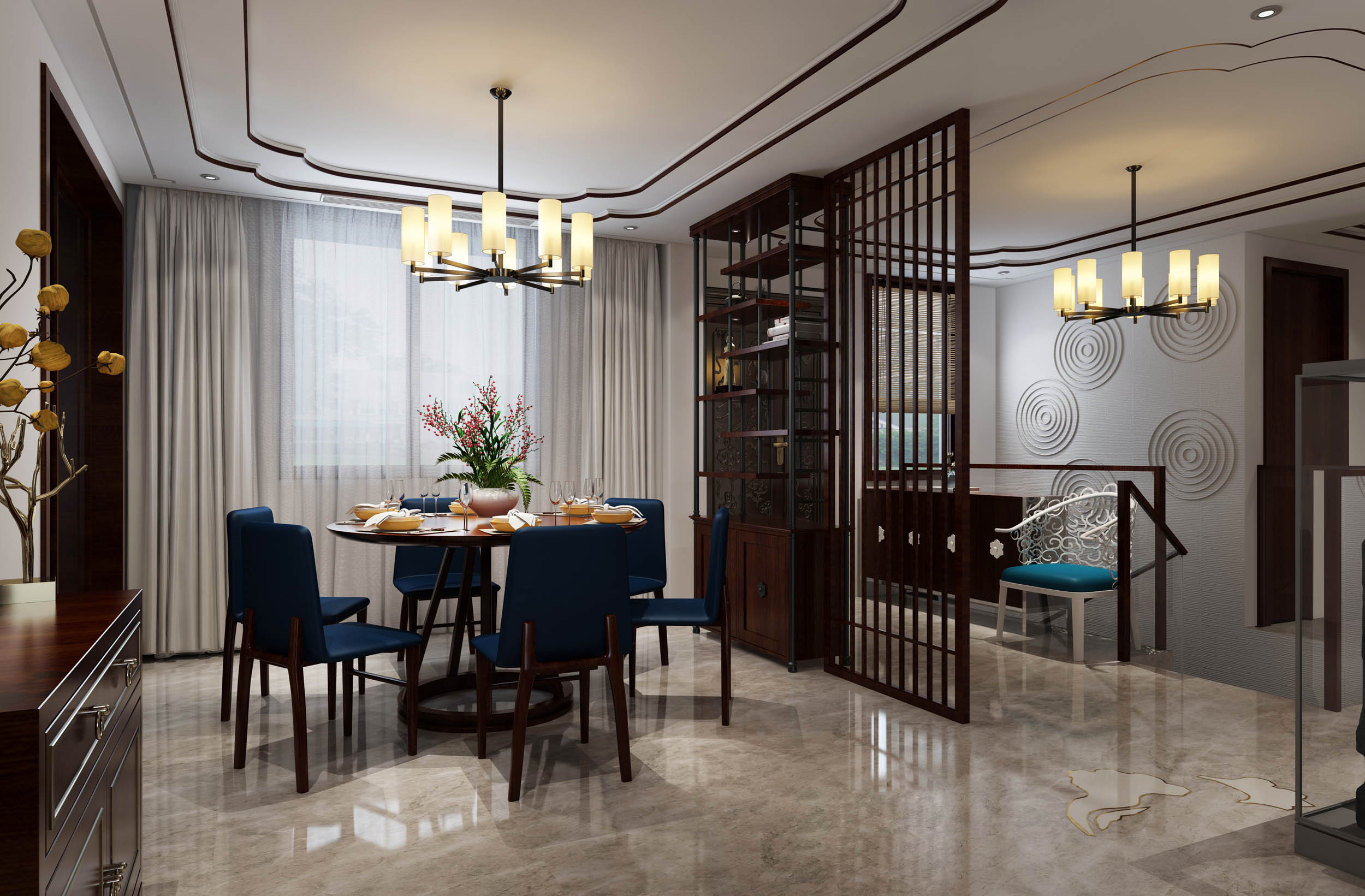 新中式 中式古典 奢华家装别墅样板房-17-11