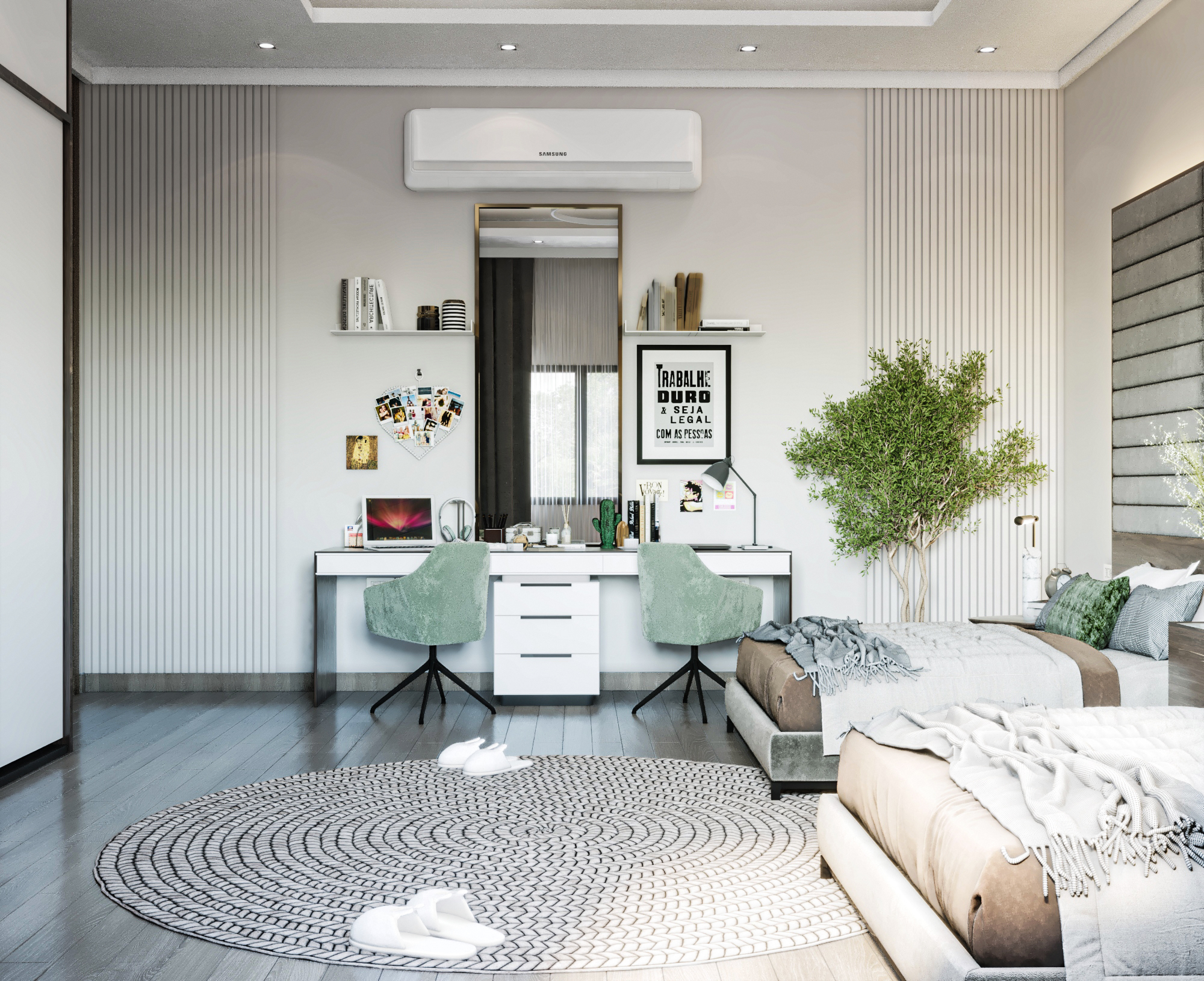 中性风格卧室设计丨沙特阿拉伯丨vision design & construction-7