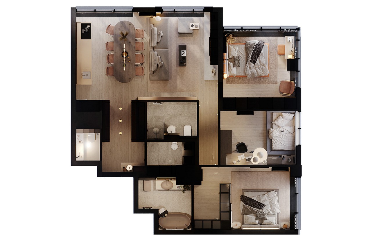 120 平北欧风暖色系日景夜景设计案例-0