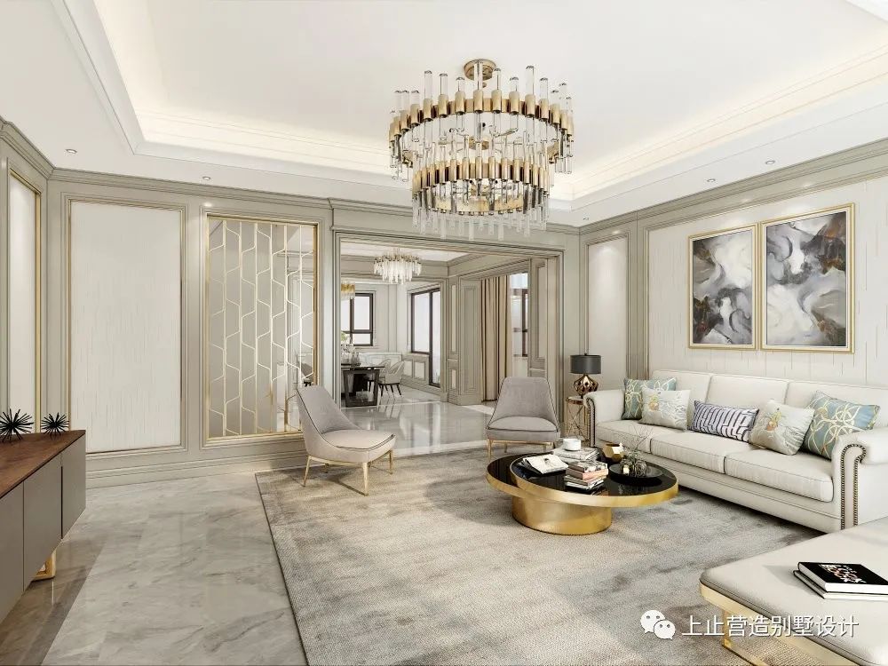 长春观澜湖别墅美式轻奢风设计,细腻质感诠释自在优雅-7