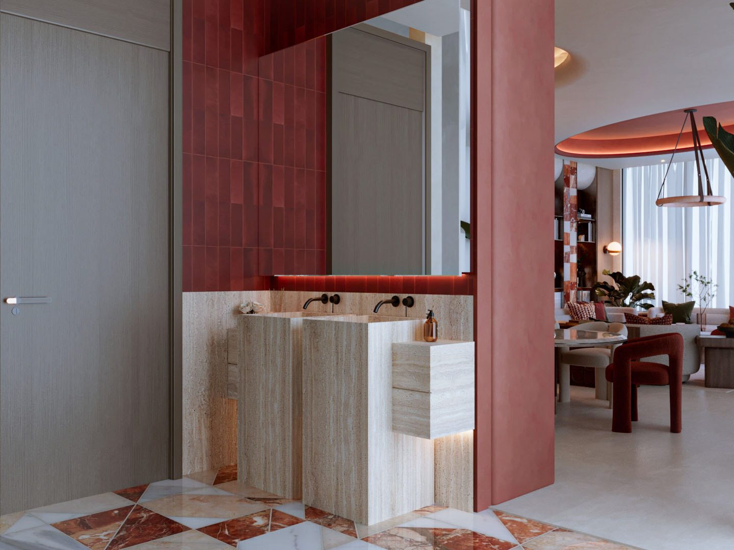 现代住宅起居与餐厅空间设计丨沙特阿拉伯-8