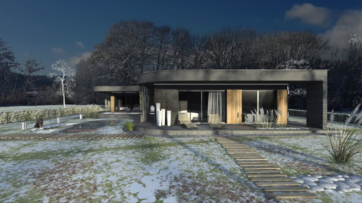 形似钢琴的平屋顶一层住宅-3