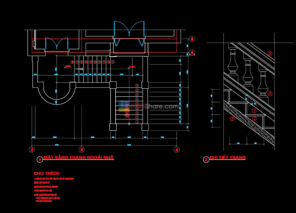 14.Classic Stair, Railing AutoCAD Blocks free download-4