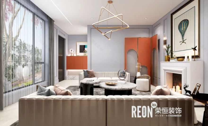 荣恒装饰 | 富力·湖州壹号 300㎡ 美式轻奢【破晓】-30