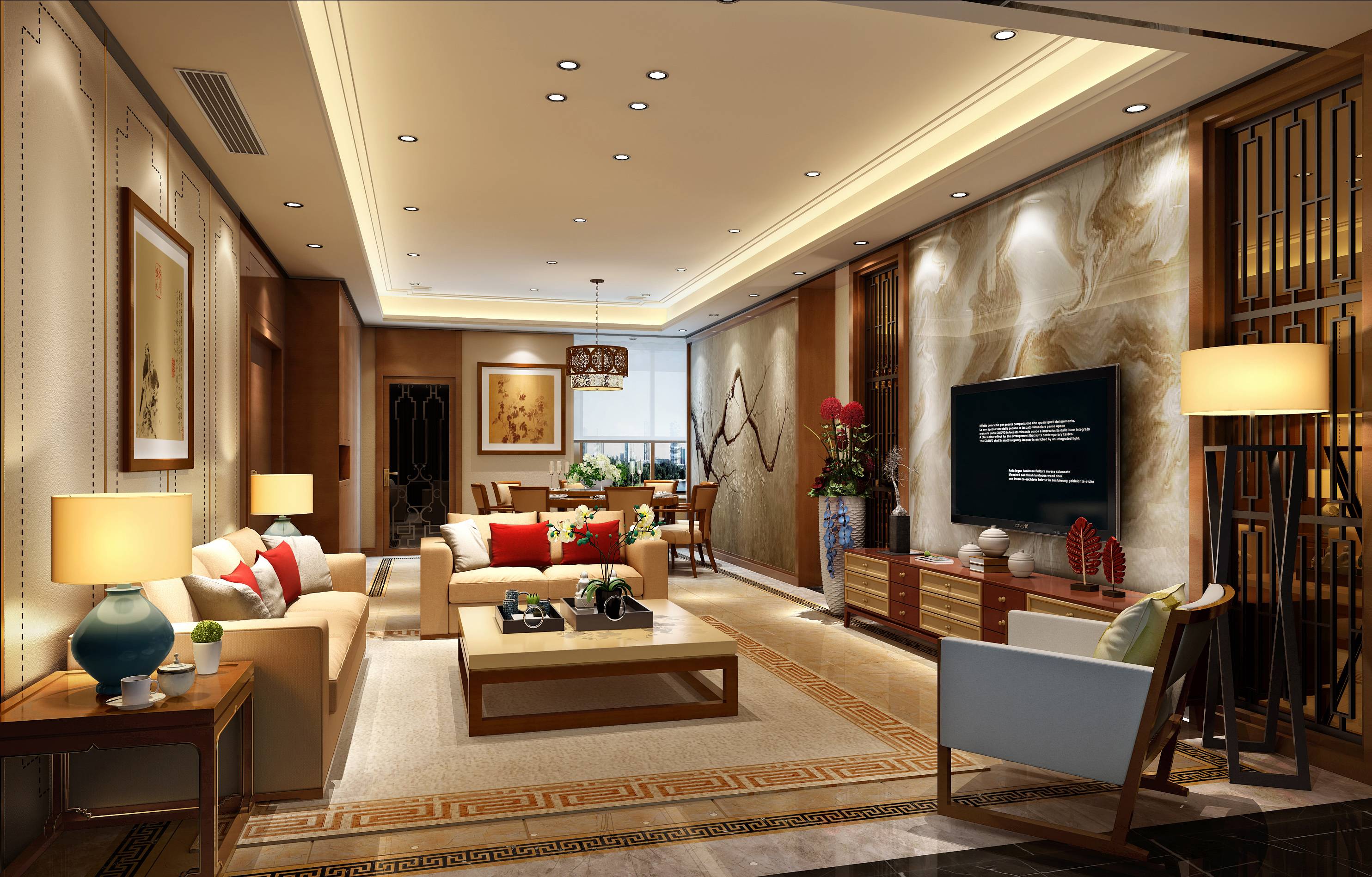 新中式 中式古典 奢华家装别墅样板房-16-12