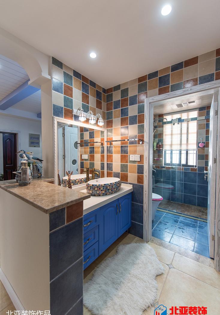 地中海风格 120㎡家居设计,白色调与蓝色元素打造浪漫空间-10