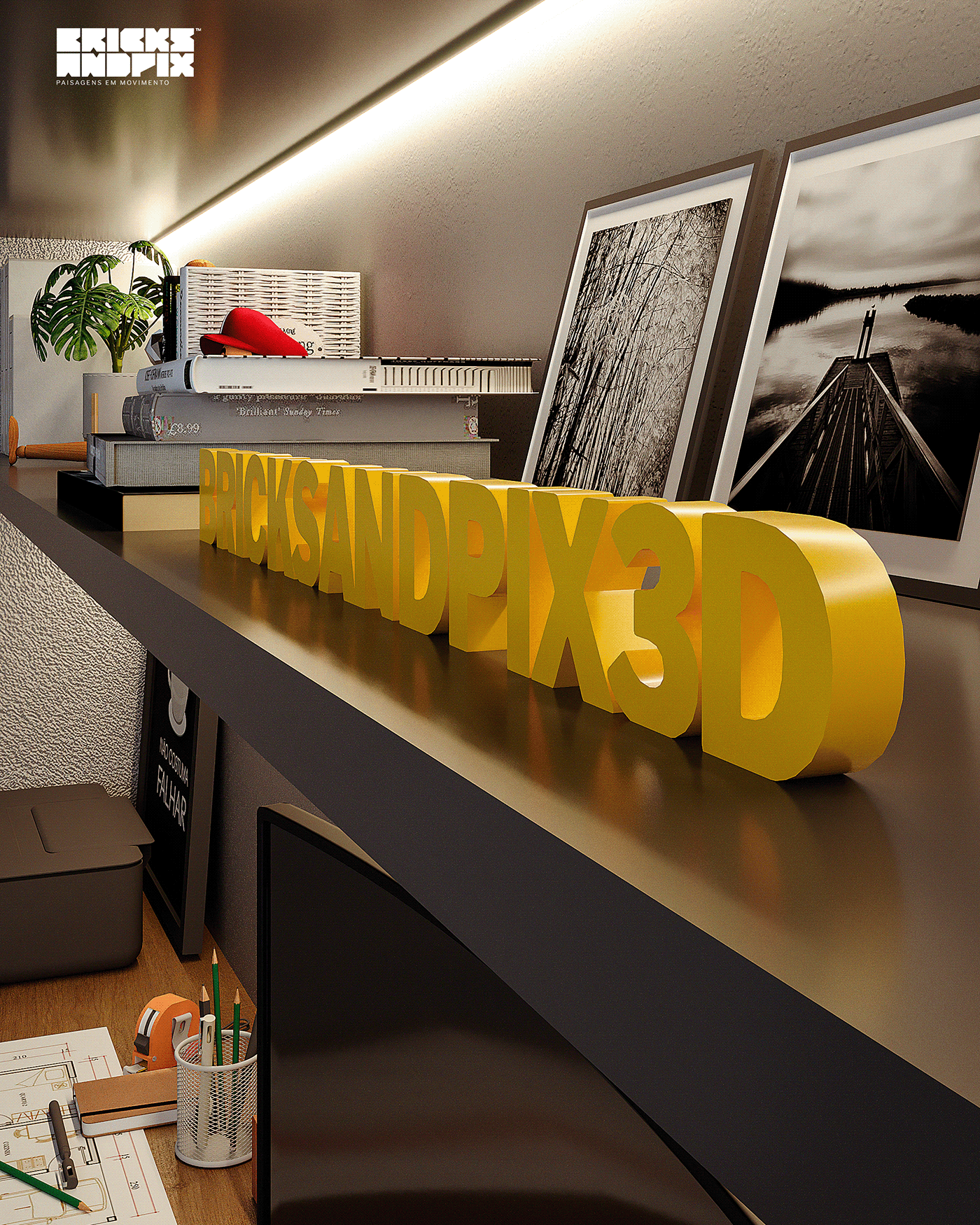 Anastasiya Gushchina丨平层丨HOMEOFFICE BRICKS - CGI-3