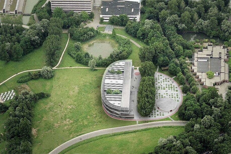 O 楼 学院楼

注：这里gebouw可能是荷兰语等语言中建筑、楼的意思，O推测是该建筑的编号之类，faculty building常见意思是学院楼  丨比利时安特卫普-2