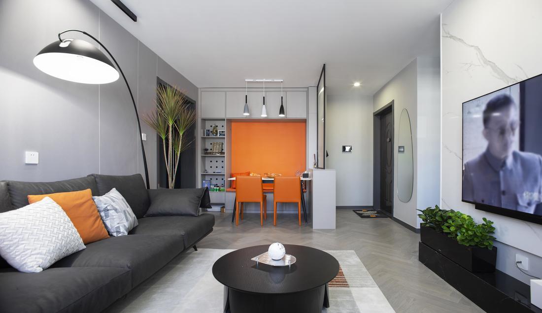 爱马仕橙碰撞 IT 精英,现代简约风平层设计-20