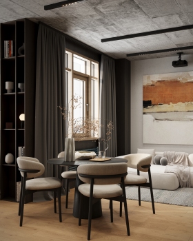 3D visualization of a residential interior.