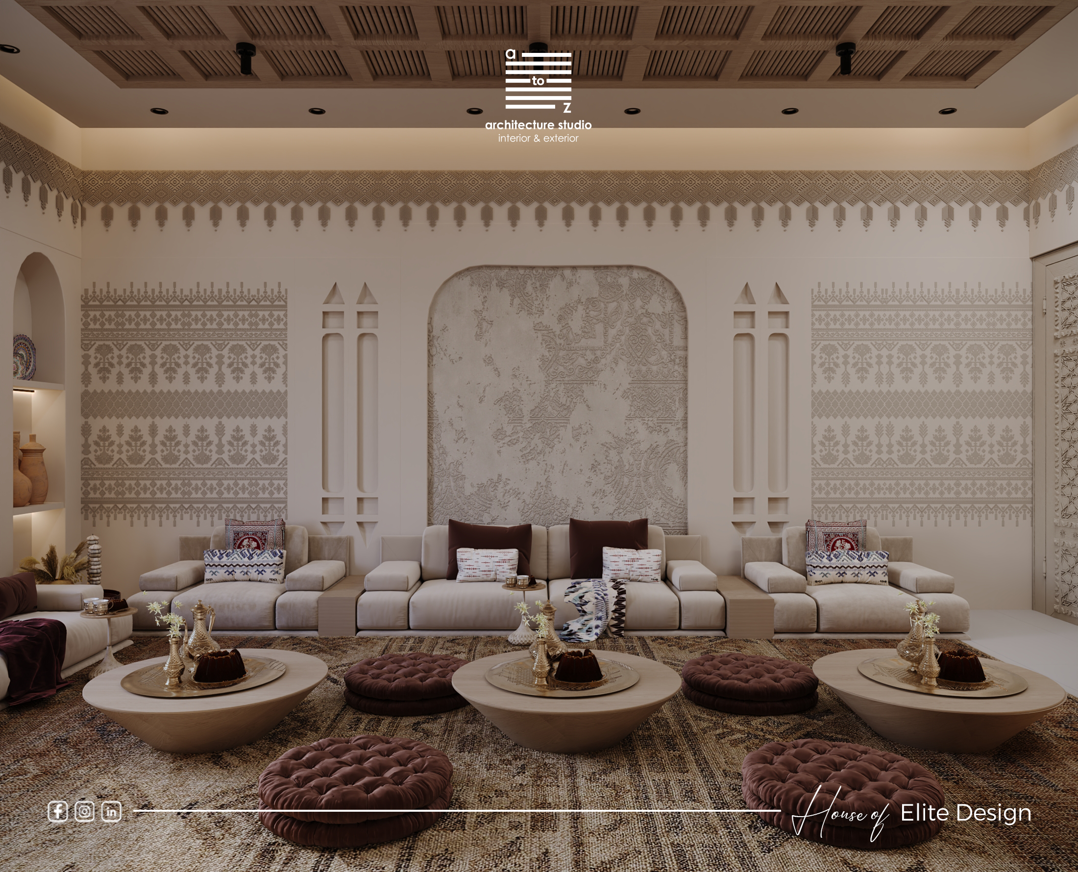 男士聚会厅；男士会议室（Majlis在不同文化语境中意思有所不同，常见指聚会场所、会议室等，这里Men’s Majlis常见意思为供男性使用的这类场所 ） 丨沙特阿拉伯丨A2Z Architects™-12