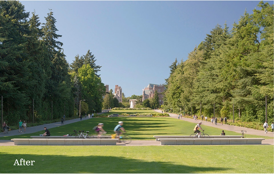 华盛顿大学下雷尼尔维斯塔人行陆桥——现代校园纽带,历史轴线重生-32