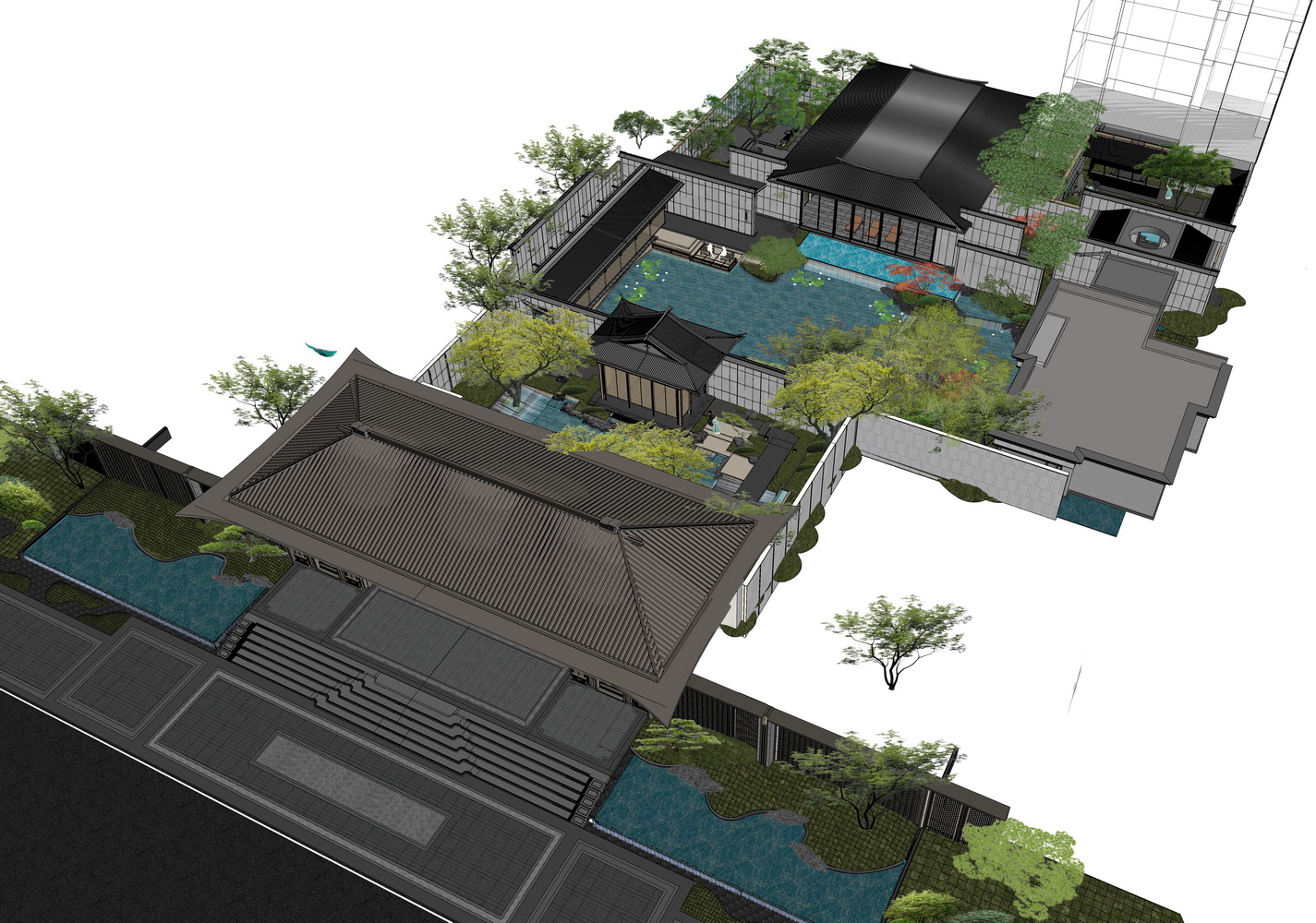 建发璞云新中式示范区景观SU模型-7