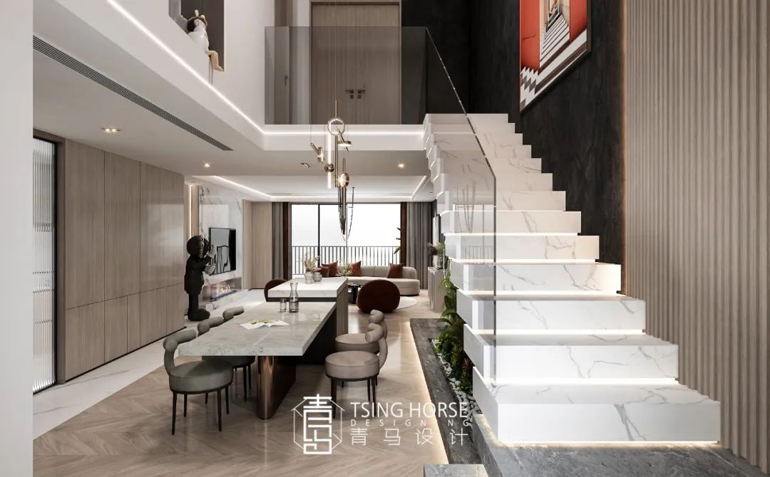 中海曲江大城现代轻奢设计，李峻团队打造 200㎡中叠生活空间-49