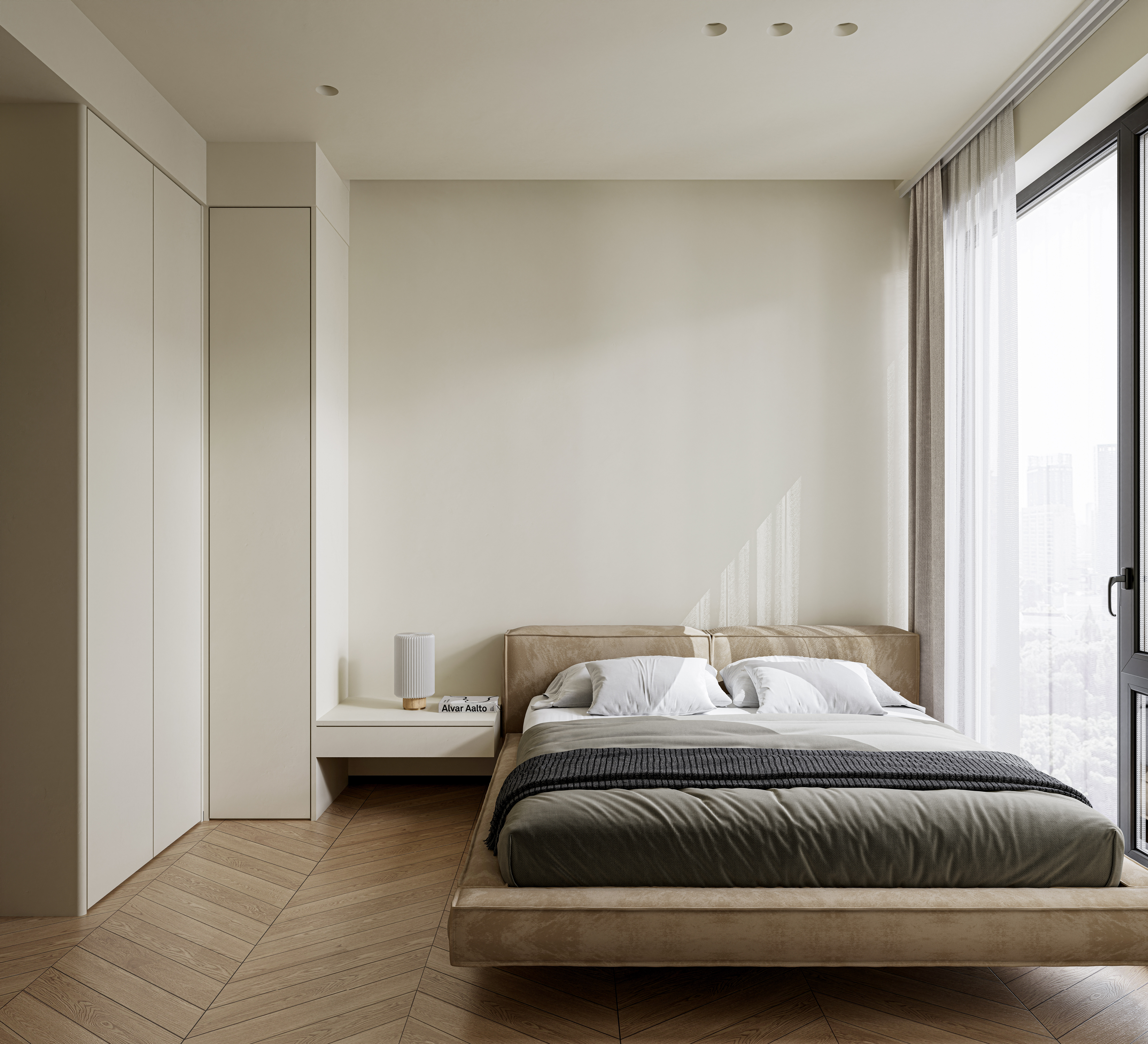 现代奶油卧室设计-12