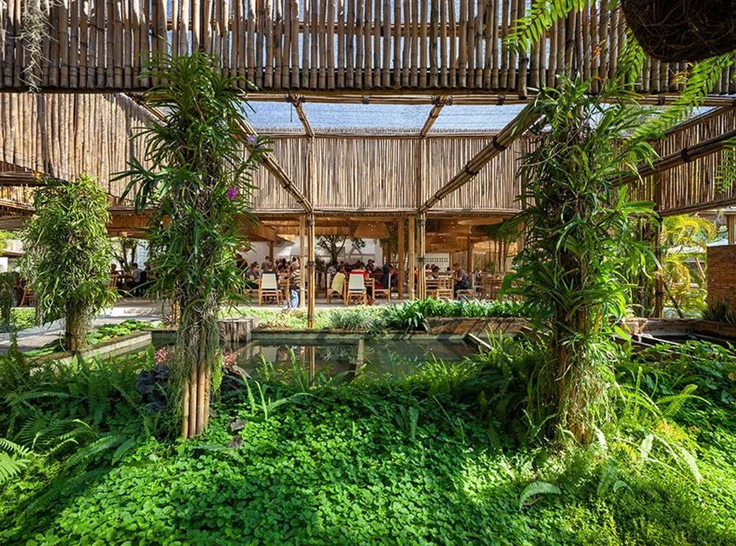 泰国生态农场餐厅,竹制网格结构展现原始生态之美-0