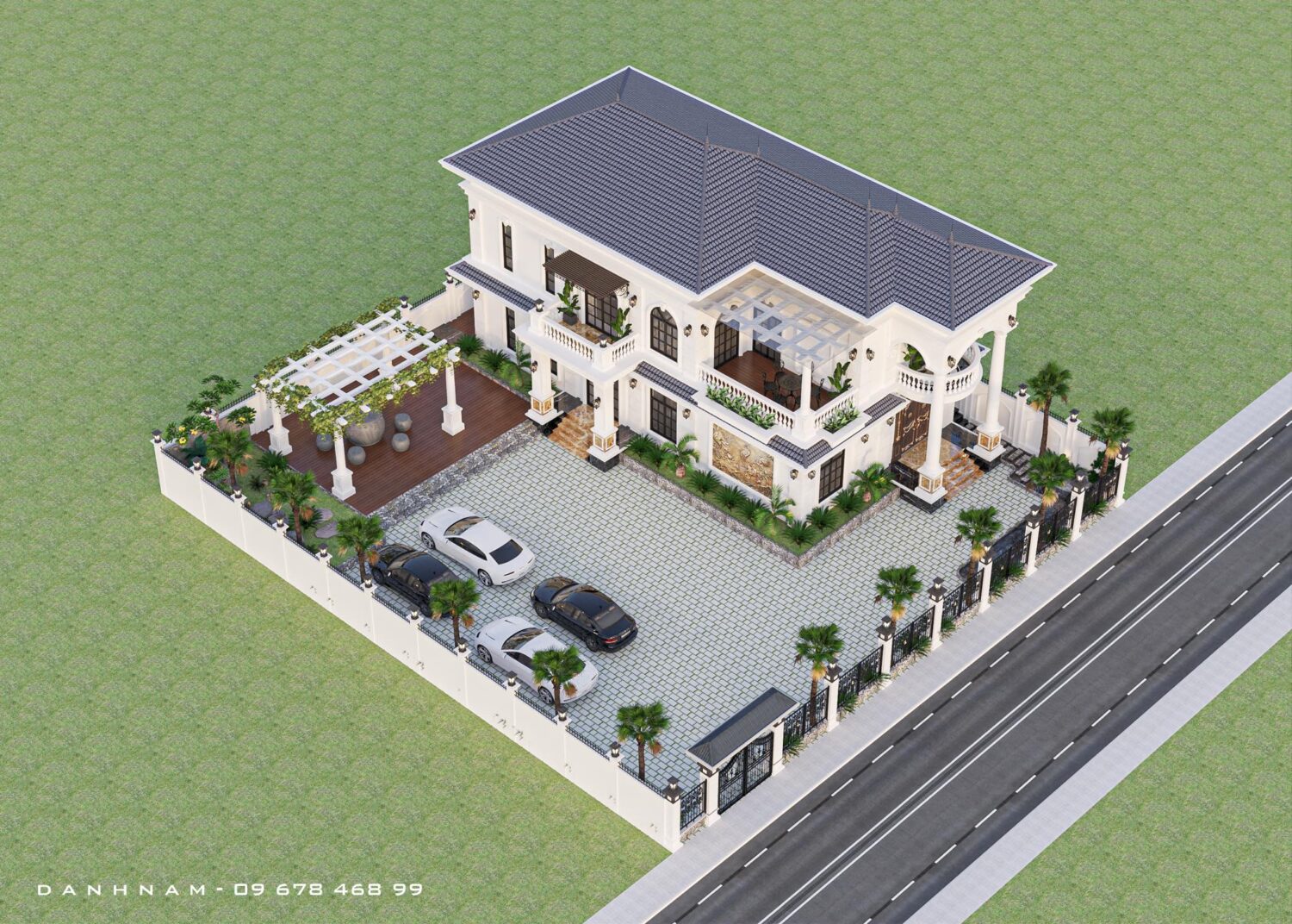 7102. Free Sketchup Villa Exterior Model Download-4