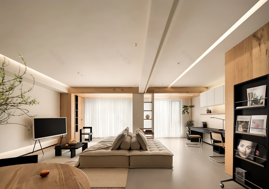 奶油原木风温馨小户型之家设计-1