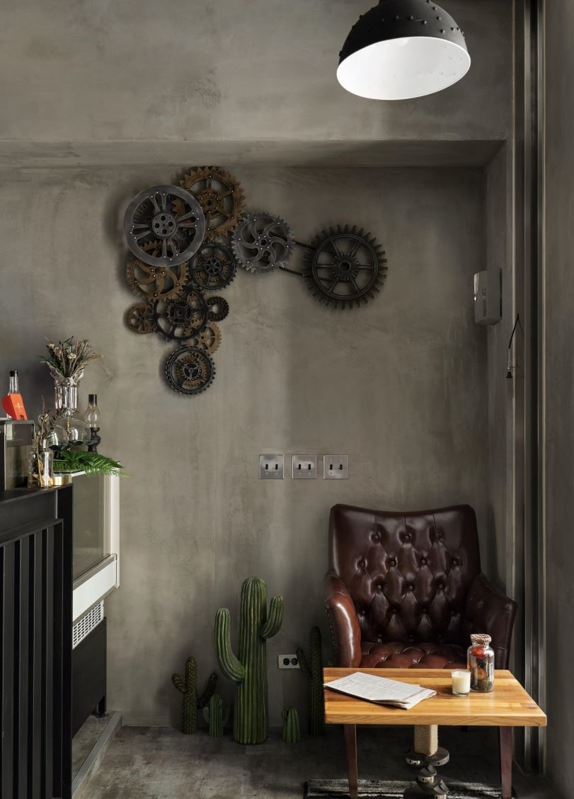 蒸气庞克风 33㎡挑高餐酒馆,复古科幻的工业艺术空间-14