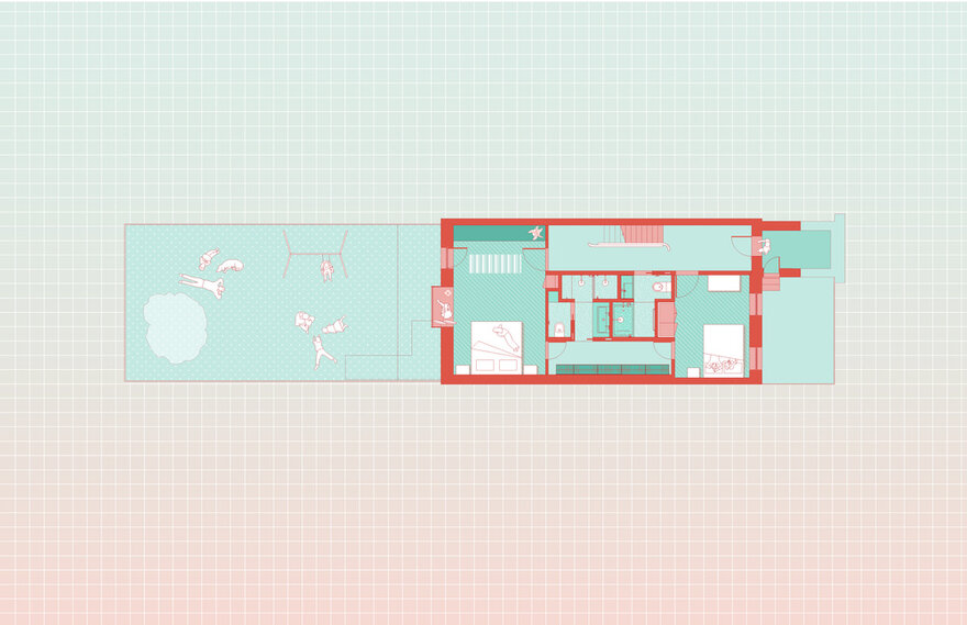 为一家三口重新配置较低层的复式联排别墅公寓-16