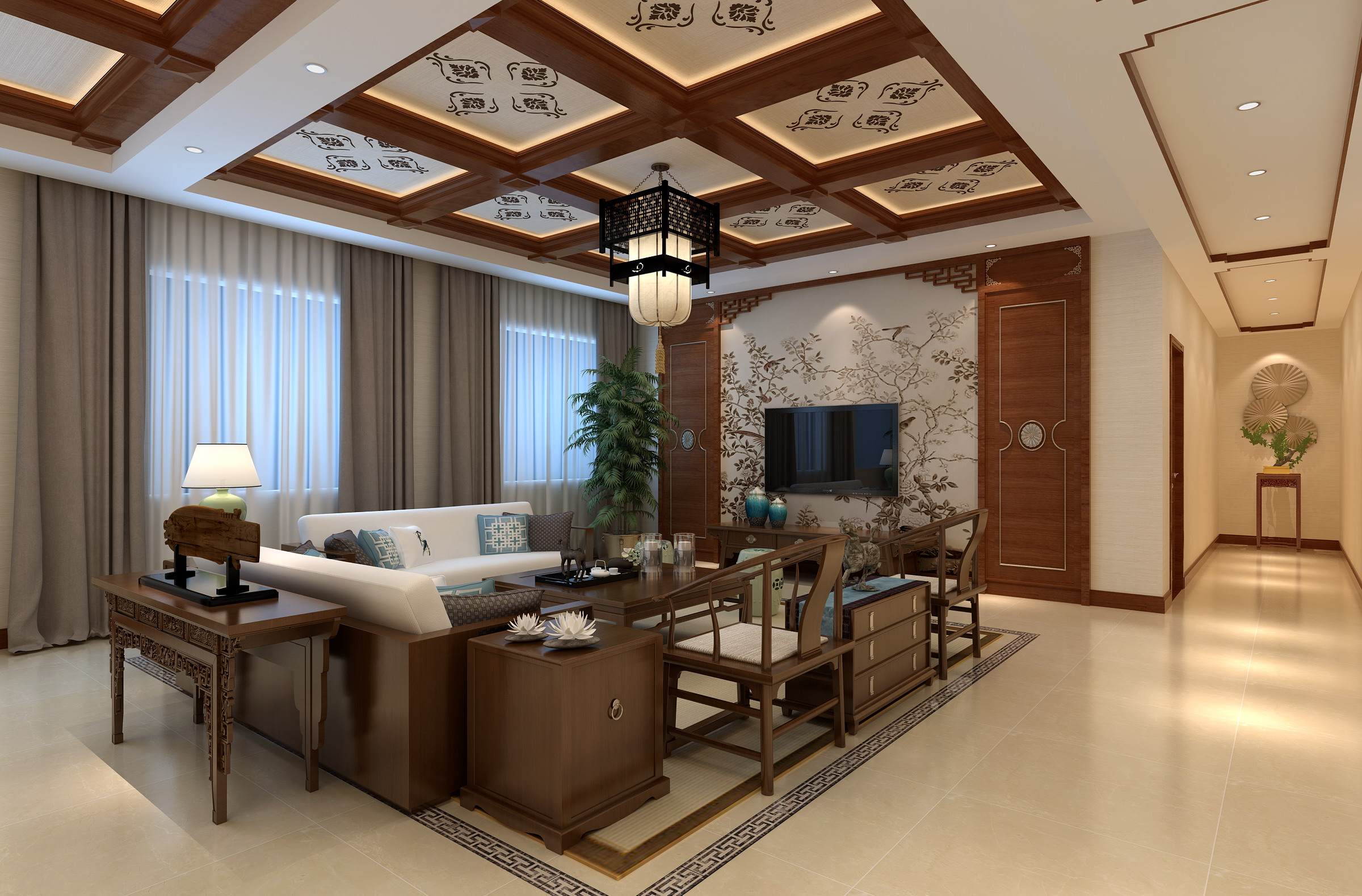 新中式 中式古典 奢华家装别墅样板房-5-14