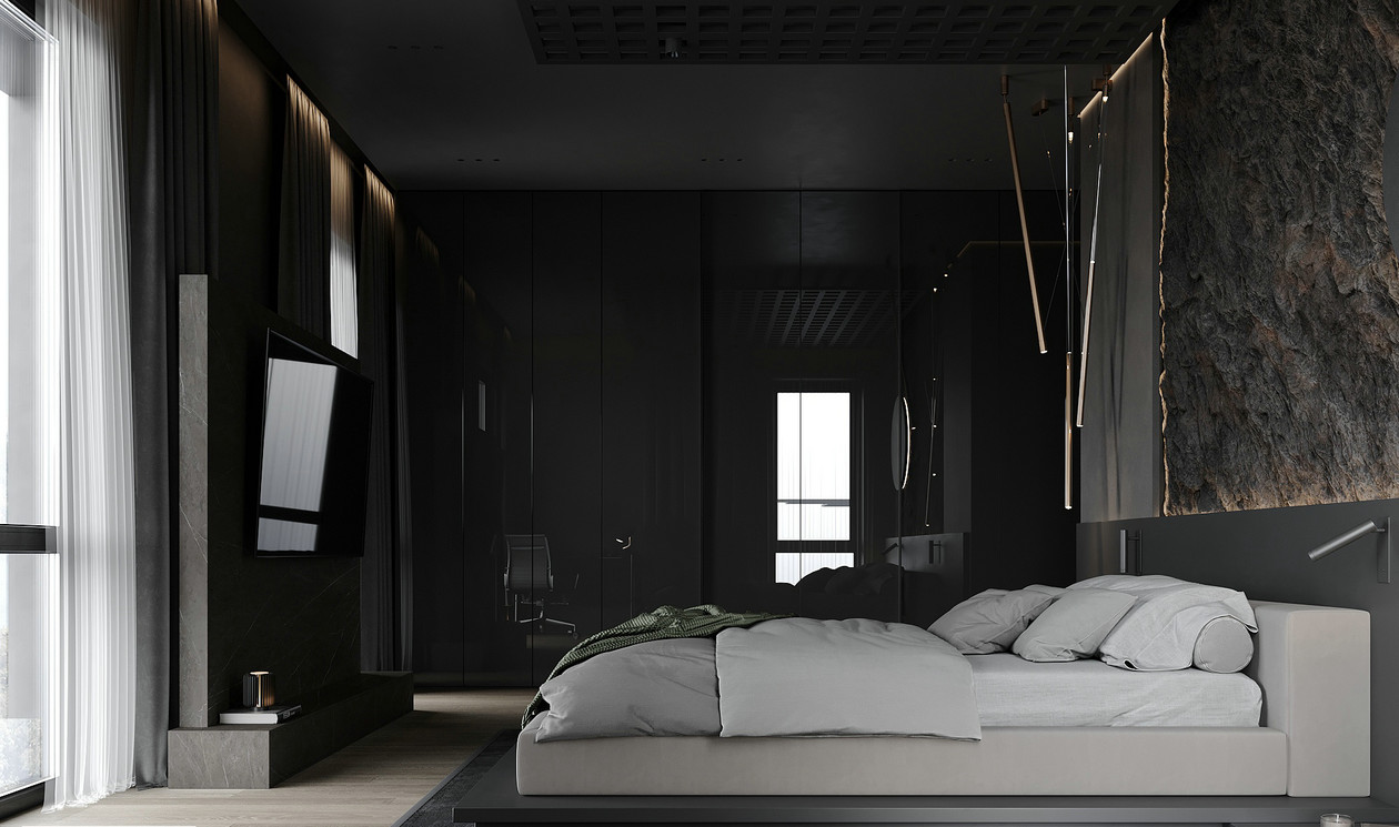 132㎡黑色系住宅设计-12