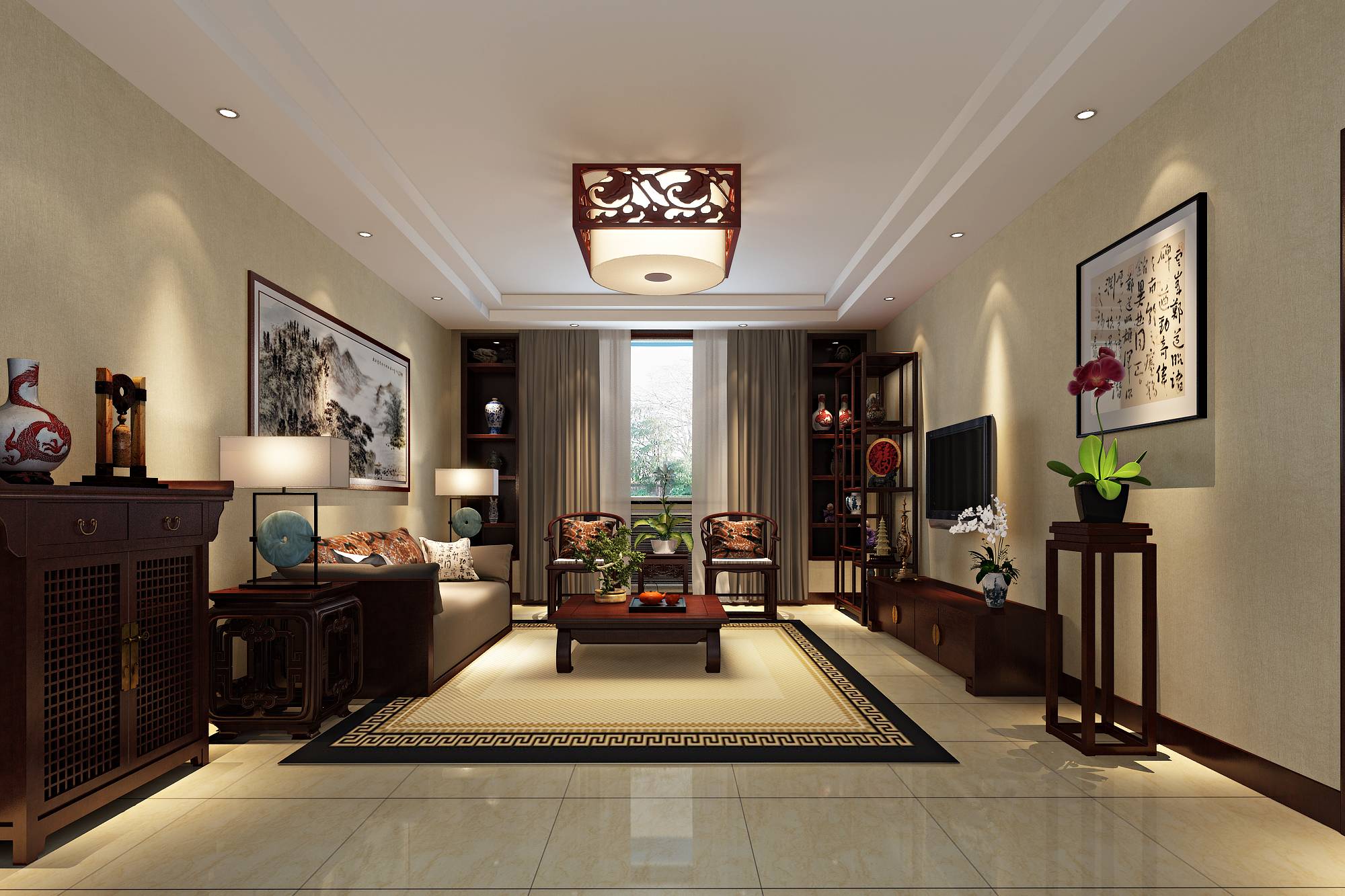 新中式 中式古典 奢华家装别墅样板房-13-2