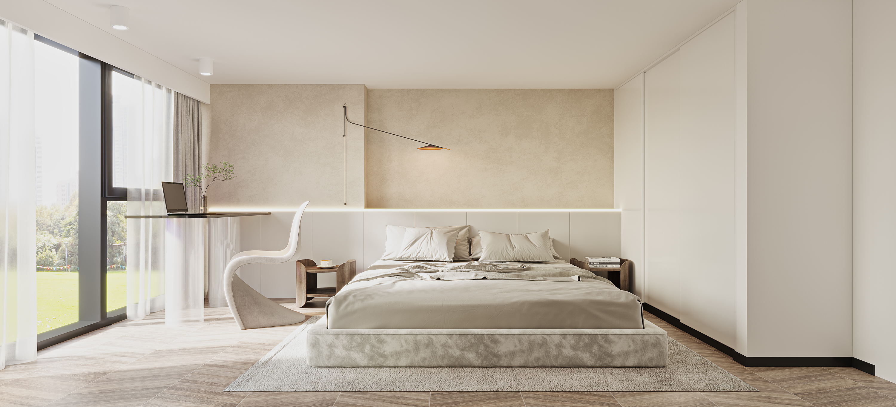 深圳如愿空间设计：极简白色复式，好想赖在这个家！-0