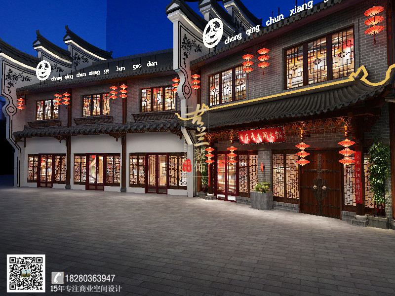 【湖南唇香阁火锅店】成都特色中式火锅店设计_成都专业火锅店装修公司-3