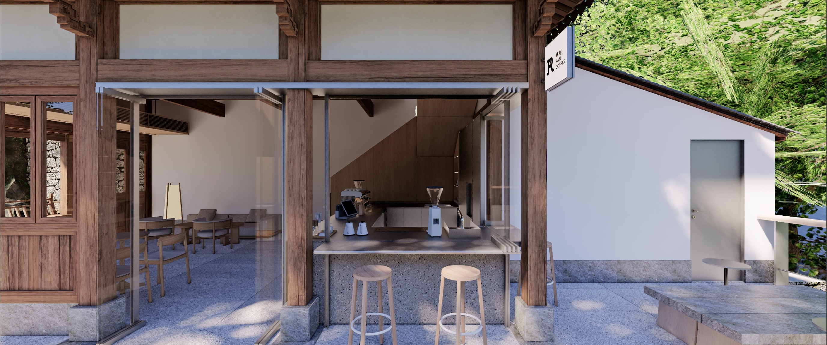 山崖边上的木房子咖啡店设计丨暂无-8
