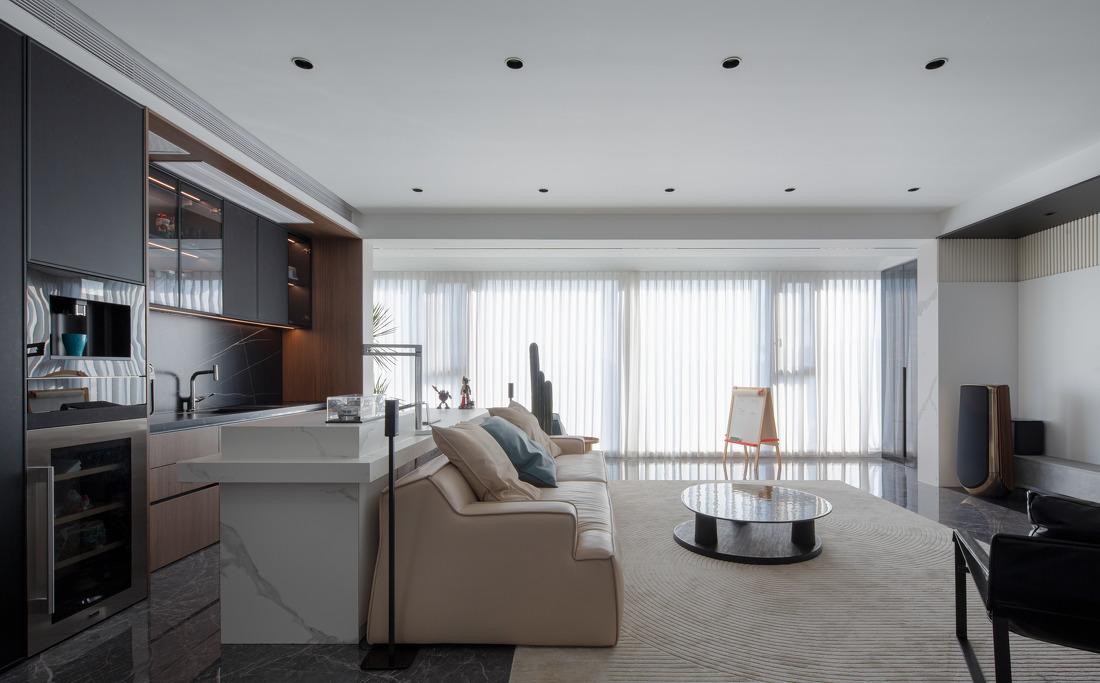 200㎡大平层现代简约风黑白艺术空间-7