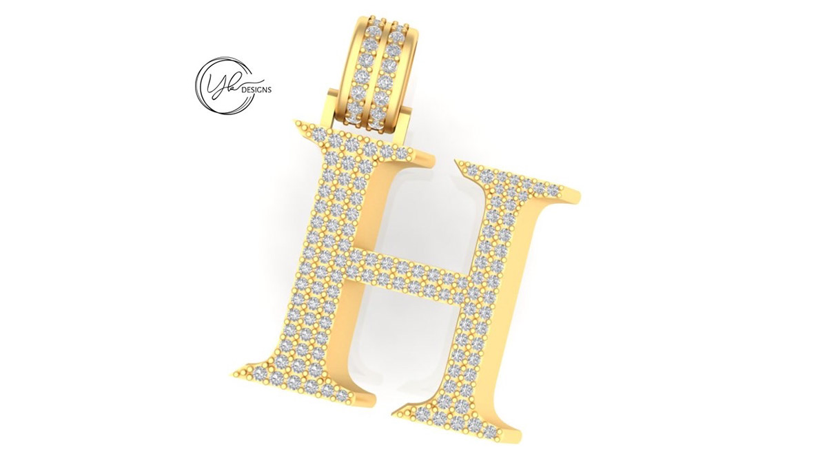 Alphabets pendant cad designs-7