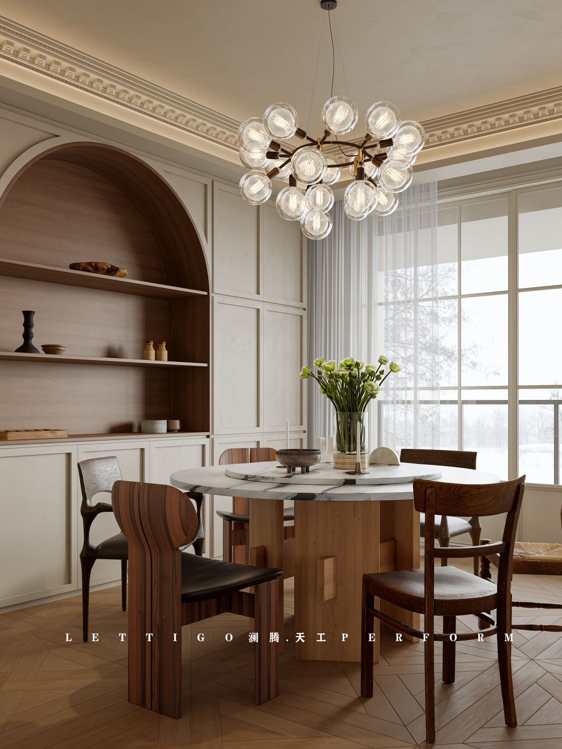 微微的复古气息增添了轻法式客厅的松弛感-12