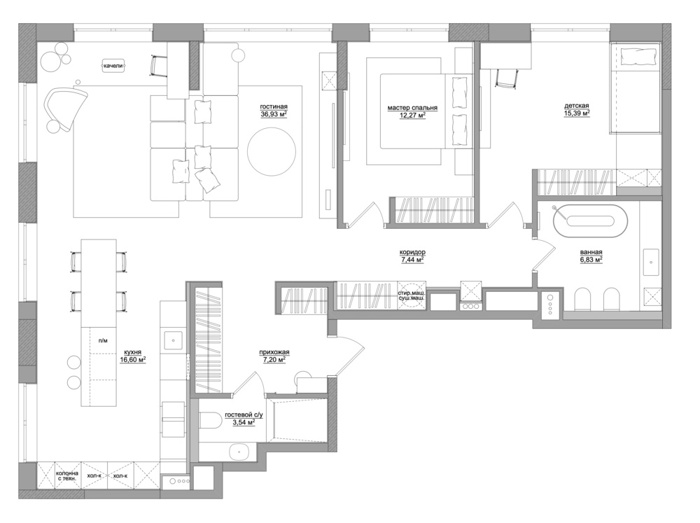 TRUBNAYA 大平层设计丨俄罗斯丨Artem Babayants 设计团队-42