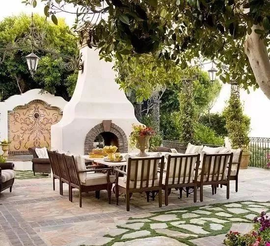 冬日里的温暖庭院壁炉设计-100