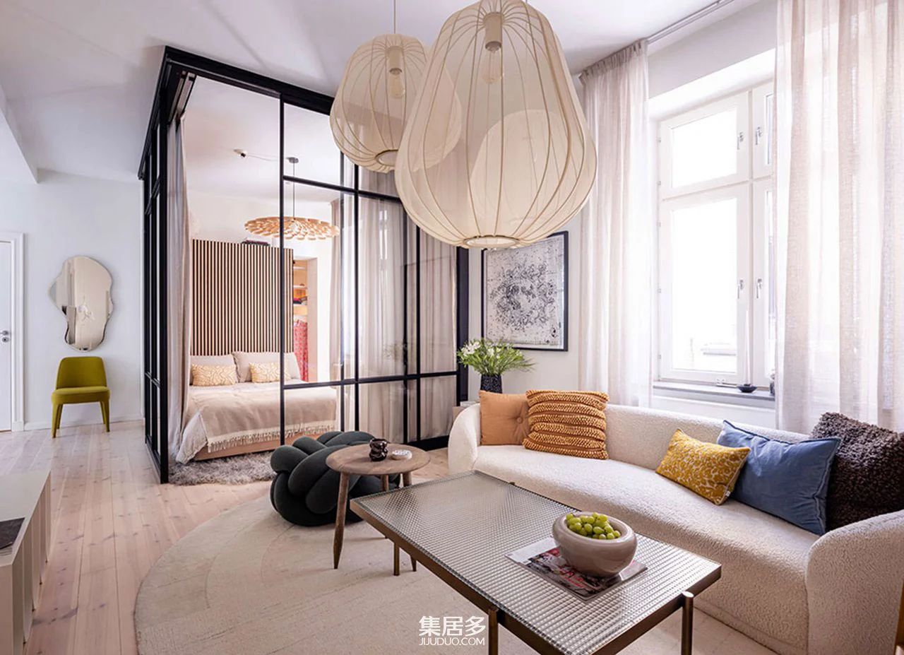 哥德堡 19 世纪建筑玻璃后卧室公寓丨瑞典-8